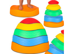 Senzorický Montessori chodník Riečne kamene pre tréning rovnováhy 5 prvkov - farebná