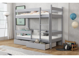 Detská poschodová posteľ z masívu borovice LEGEND so šuplíkmi - 180x80 cm - ŠEDÁ