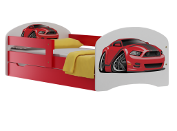 Detská posteľ so šuplíkmi ČERVENÝ ŠPORTÁK 160x80 cm - červená / biela