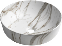 Sapho RONDEA keramické umývadlo na dosku Ø 41cm, bianco carrara AR445BC