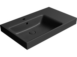 GSI NUBES keramické umývadlo 80x50cm, s odkladacou plochou vpravo, čierna mat 9629126