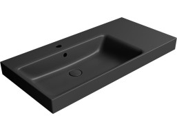 GSI NUBES keramické umývadlo 100x50cm, s odkladacou plochou vpravo, čierna mat 9627126