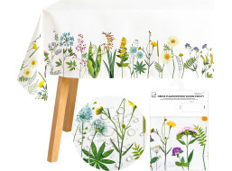 Veľkonočný obrus BLOOM Kvety - 140x200 cm - biely