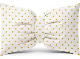 Dekoračný vankúš GLAM 30x50 cm - biely/žlté bodky