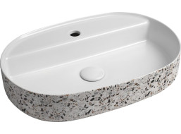 Isvea INFINITY OVAL keramické umývadlo na dosku, 60x40cm, terrazzo 10NF65060-2L-TRZ