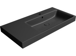 GSI NUBES keramické umývadlo 100x50cm, s odkladacou plochou vľavo, čierna mat 9628126
