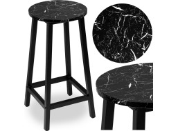 Kovová barová stolička FLINT Black - čierna / čierny mramor