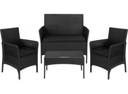 Záhradný nábytok CAMELIA (pohovka + 2 kreslá + stôl) - čierna