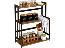 Kuchynský regál na koreničky CEZAR Wood - hnedý/čierny