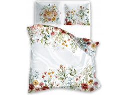 Saténové obliečky NOBILE Lúčne kvety - biele - 220x200 cm