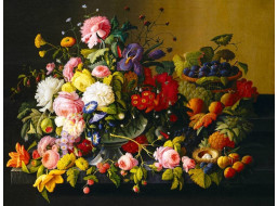 BLUEBIRD Puzzle Zátišie, kvety a ovocie 1000 dielikov