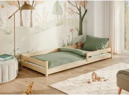 Detská Montessori posteľ z masívu borovice ALICE - 200x90 cm - PRÍRODNÁ