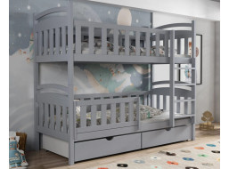 Detská poschodová posteľ z masívu borovice KRISTEN so šuplíkmi - 200x90 cm - ŠEDÁ