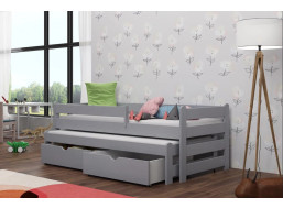 Detská posteľ z masívu borovice ALEX s prístelkou a šuplíky - 200x90 cm - ŠEDÁ