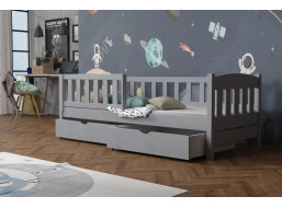 Detská posteľ z masívu borovice BEN so šuplíkmi - 190x90 cm - ŠEDÁ