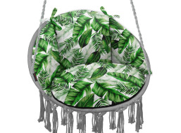 Vodeodolný obojstranný vankúš do závesného kresla LUNA UP - Listy banánovníka - zelené + čierna