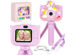 Detský digitálny fotoaparát na statíve Jednorožec - fialový