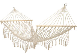 Záhradná hojdacia sieť BOHO so strapcami - 200 cm - ecru