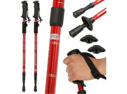 Nordic walking palice skladacie 2 kusy - červené