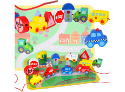 Drevené korálky na navliekanie - Autíčka a značky