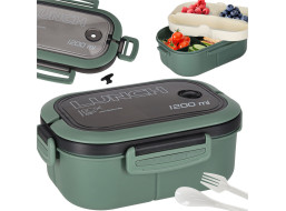 Obedový box s priehradkami 1200 ml - zelený