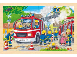 GOKI Drevené puzzle Hasičský zásah 24 dielikov