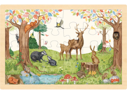 GOKI Drevené puzzle Lesné zvieratká 24 dielikov
