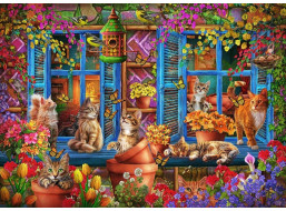 BLUEBIRD Puzzle Parapet s mačkami 500 dielikov