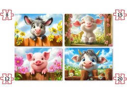 CASTORLAND Puzzle Roztomilé zvieratká 4v1 (8,12,15,20 dielikov)