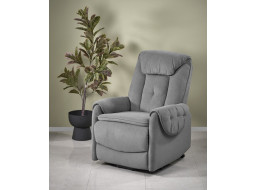 Elektrické polohovacie kreslo HORTON - čalúnené látkou - popolavo šedé