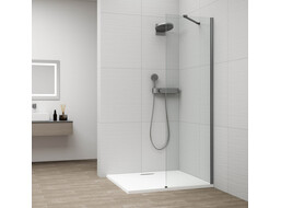 Polysan ESCA GUN METAL jednodielna sprchová zástena na inštaláciu k stene, sklo číre, 500 mm ES1050-11