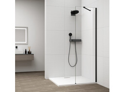 Polysan ESCA BLACK MATT jednodielna sprchová zástena na inštaláciu k stene, sklo číre, 300 mm ES1030-02