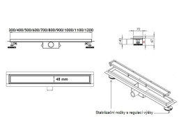 Sprchový žľab NEO classic 30-120 cm