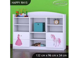 Detský úložný regál PRINCEZNA A KONÍK - TYP 15 - NÍZKY