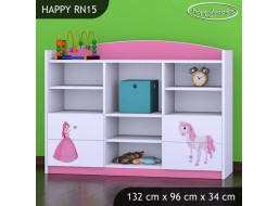 Detský úložný regál PRINCEZNA A KONÍK - TYP 15 - NÍZKY