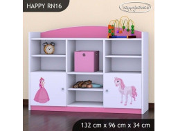 Detský úložný regál PRINCEZNA A KONÍK - TYP 16 - NÍZKY