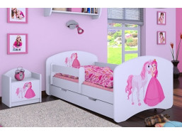 Detská posteľ so zásuvkou 180x90cm PRINCEZNÁ A KONÍK