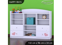 Detský úložný regál MACKO so srdiečkom - TYP 15 - NÍZKY