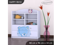 Detský úložný regál MODRÝ MACKO - TYP 10 - NÍZKY