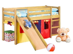 Vyvýšená detská posteľ z masívu so šmýkačkou 190x80cm - NELA 2 + matrace ZADARMO!