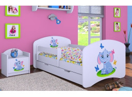 Detská posteľ so zásuvkou 180x90cm SLON A MOTÝLIKY