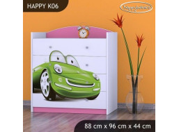 Detská komoda ZELENÉ AUTO - TYP 6