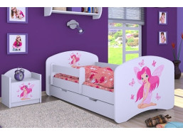 Detská posteľ so zásuvkou 180x90cm VÍLA A MOTÝLIKY