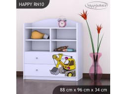 Detský úložný regál ŽLTÝ BAGR - TYP 10 - NÍZKY