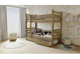 Detská poschodová posteľ z MASÍVU 200x80cm bez šuplíku - M07 morenie dub