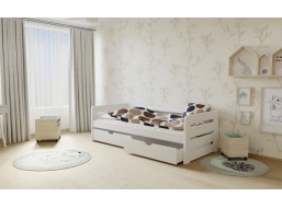 Detská posteľ z masívu 180x80cm bez šuplíku - M02 biela