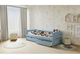 Detská posteľ z masívu 200x90cm bez šuplíku - M02 modrá