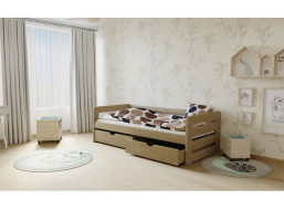 Detská posteľ z masívu 200x80cm bez šuplíku - M02 morenie dub