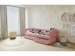 Detská posteľ z masívu 200x80cm so zásuvkou - ružová