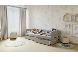Detská posteľ z masívu 180x80cm bez šuplíku - M02 šedá